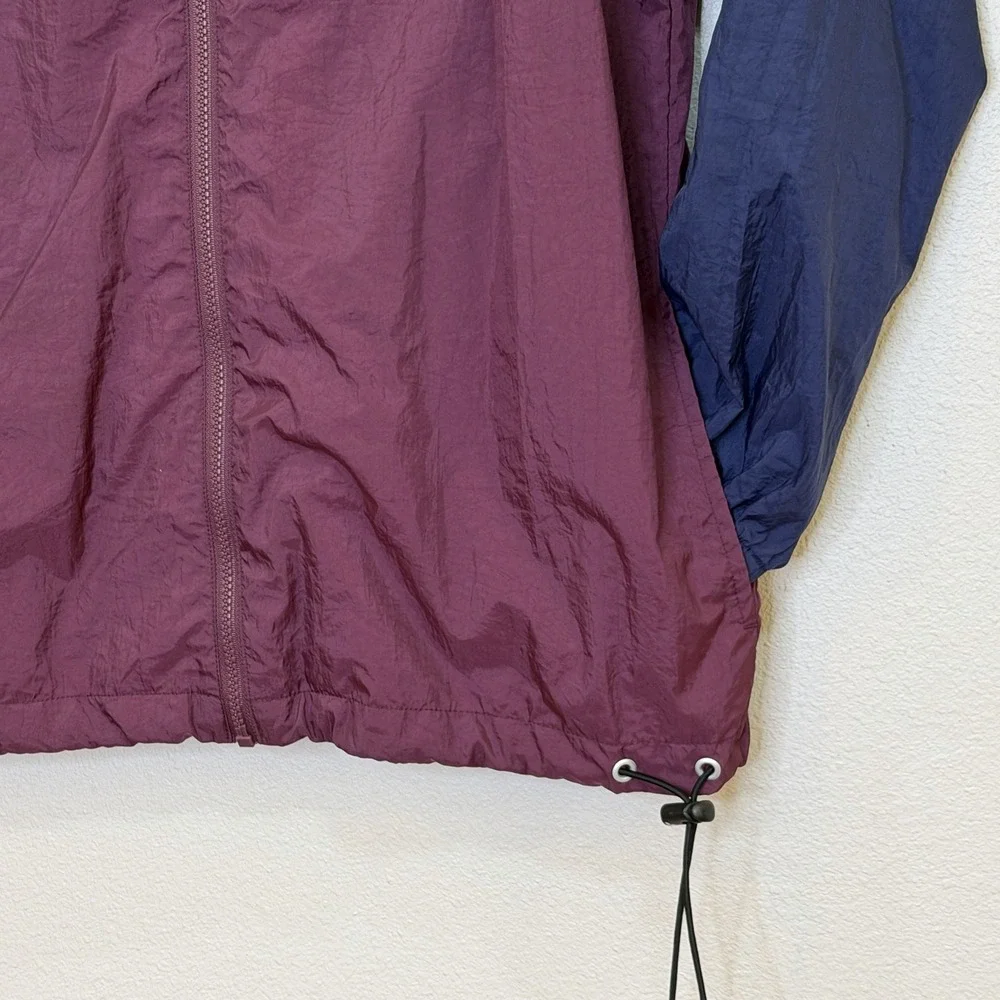 Adidas Windbreaker Jacket Mens Size Medium Maroon Blue Full Zip Pockets Vintage